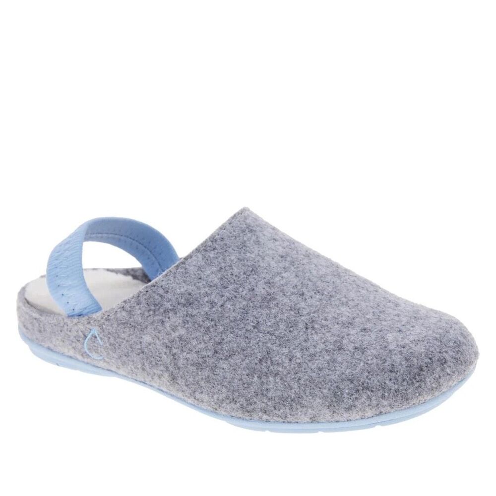 Clearwaters Comfort Slingback Slipper Clog Sherpa Lined Gray Blue EUR 45 NEW